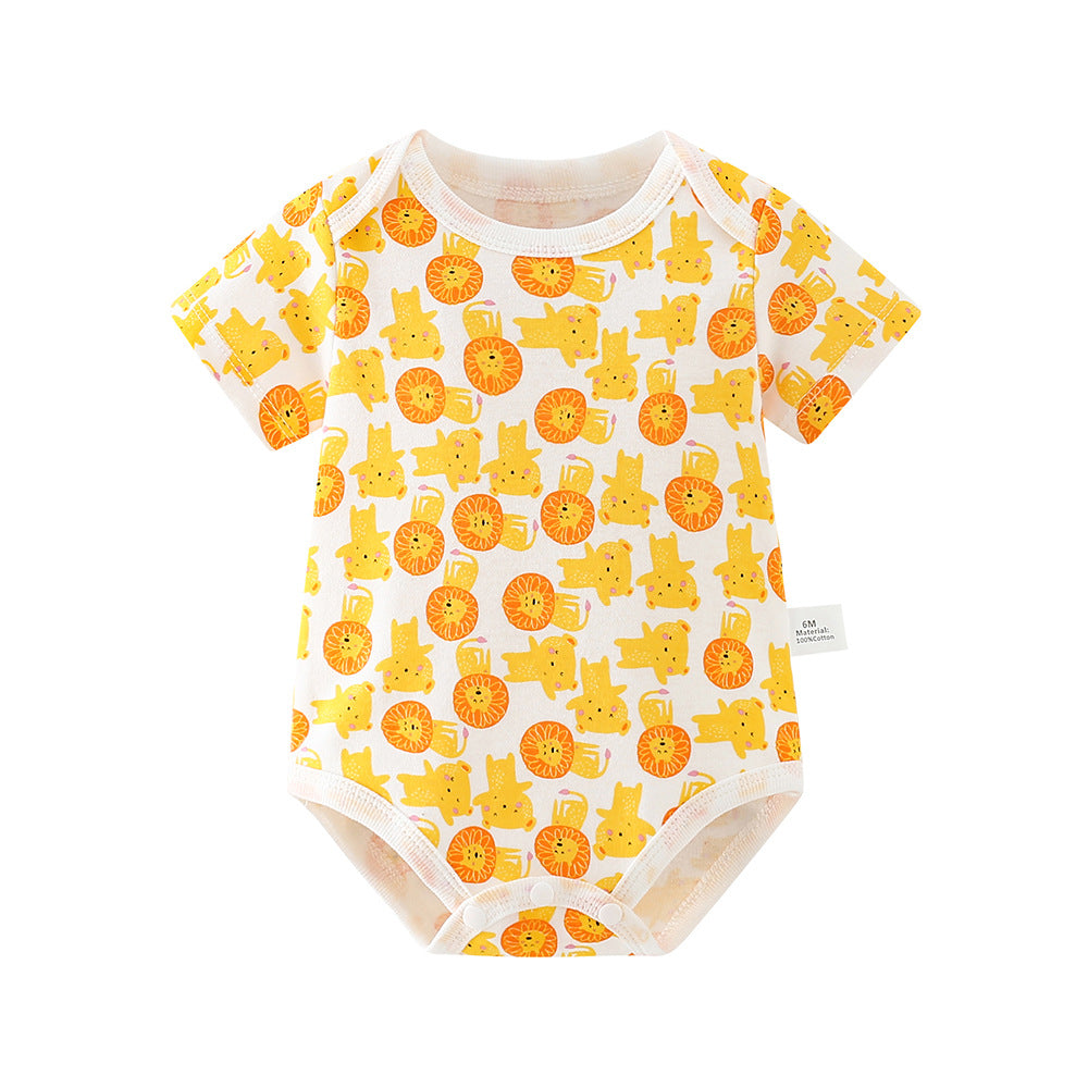 Baby romper - 100% cotton, lightweight summer style - newborn bodysuit, short-sleeve onesie, open-back design for summer