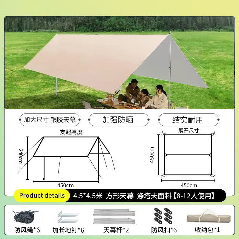 Outdoor canopy vinyl thickened and enlarged octagonal camping style tent picnic camp rainproof and sunproof portable awning