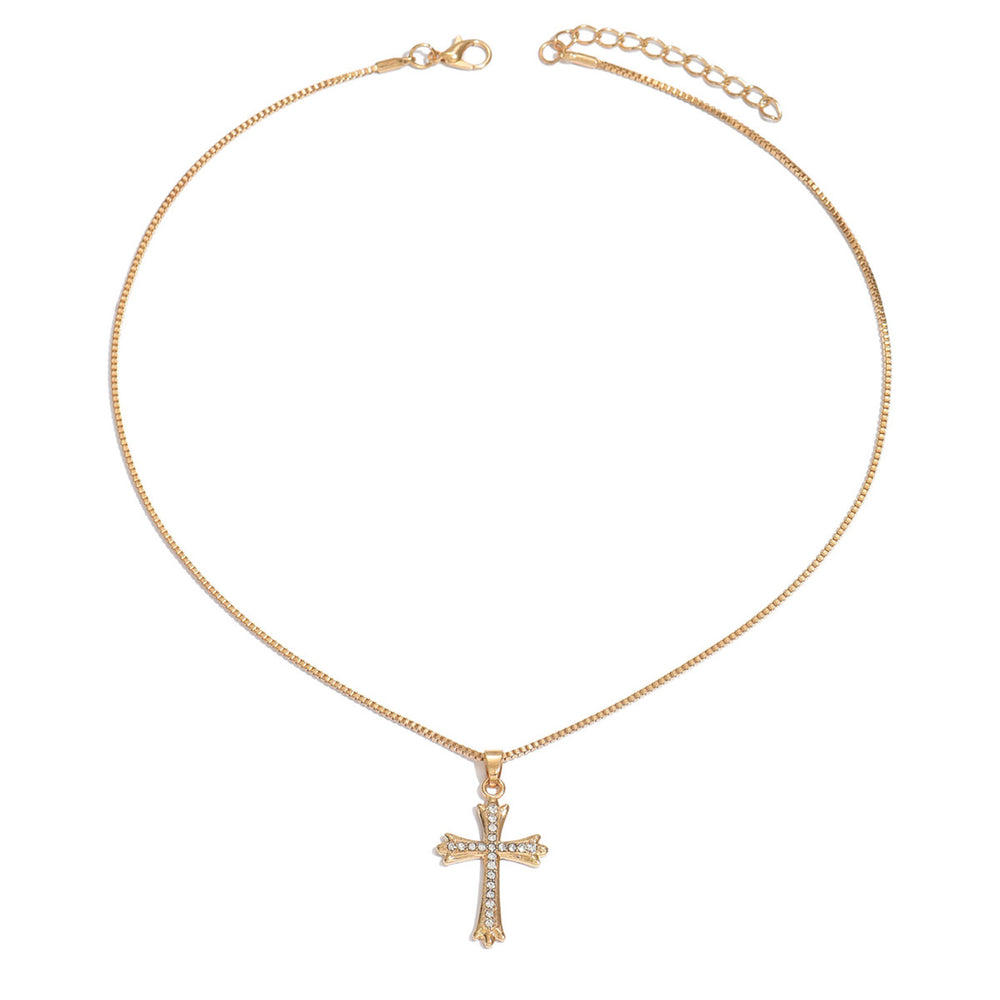 Cross necklace wholesale european and american cross-border jewelry women's stylish diamond-encrusted high-end pendant daily versatile clavicle chain