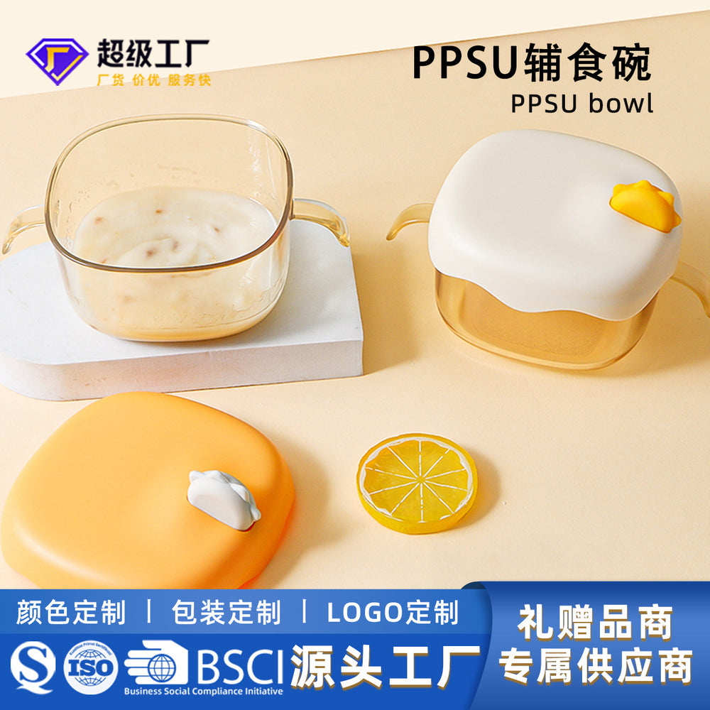 New ppsu baby food bowl - high temperature resistant, specialized bowl for children's mealtime, infant self-feeding training utensil set