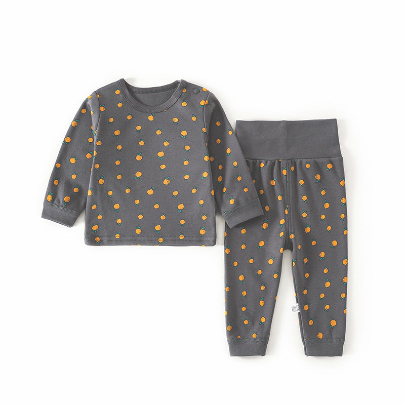 Cotton baby underwear set - high-waisted, belly-supporting, spring/autumn style - pajamas, loungewear, base layer, long johns