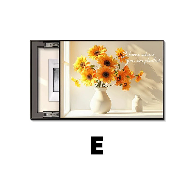 French cream air meter box decorative painting modern simple distribution box blocking hanging painting advanced sense 2025 new