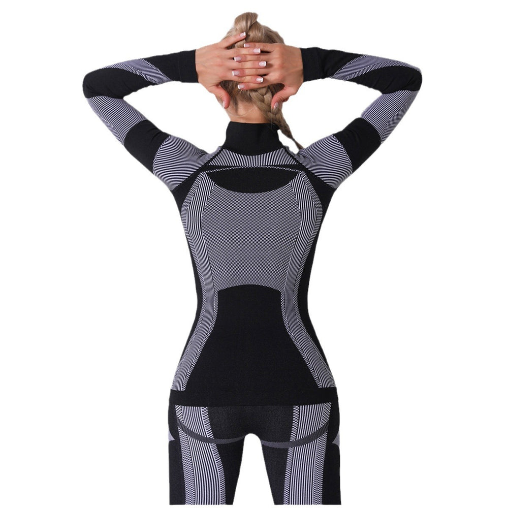 Clearance: european and american influencer-approved seamless knit sexy striped quick-dry yoga top - long sleeve activewear for running and fitness