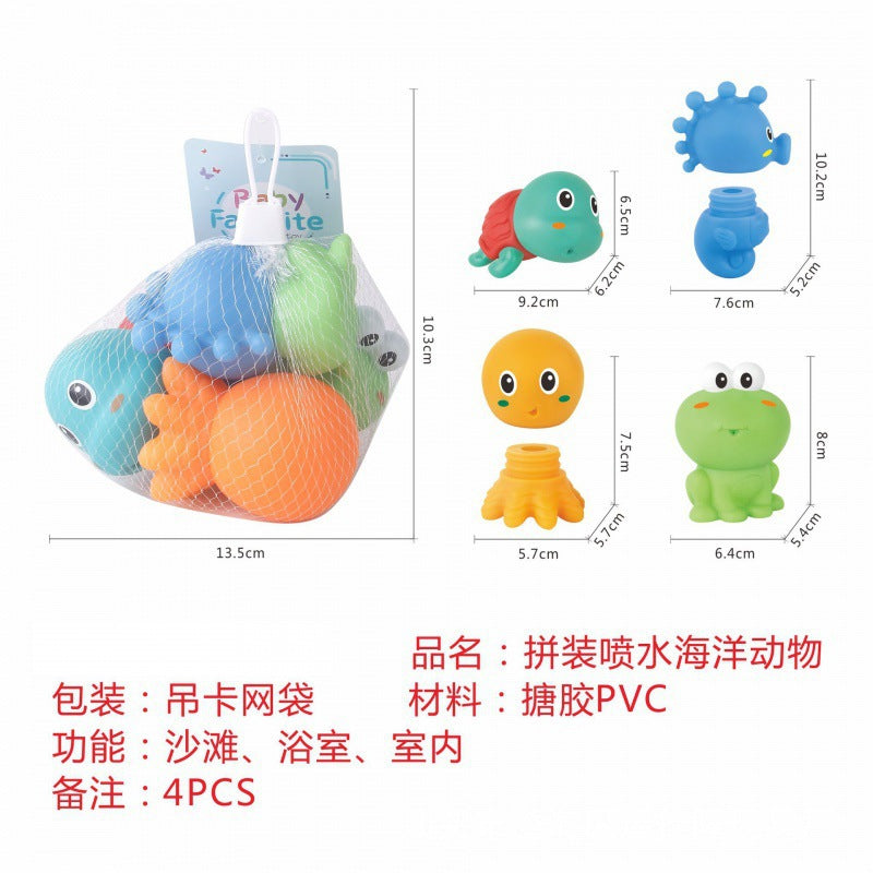 Cross-border  export soft glue water spray dinosaur unicorn marine animal children's bathroom pairing water toy