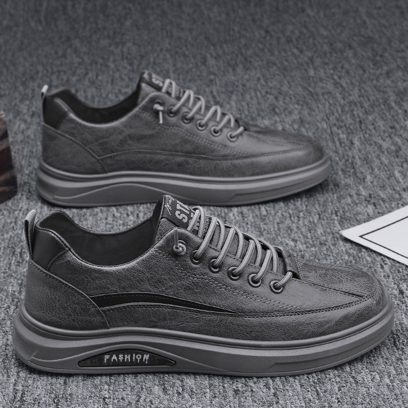 Spring men's shoes 2026 new men's sports casual leather shoes student board shoes black autumn and winter chef labor protection shoes men