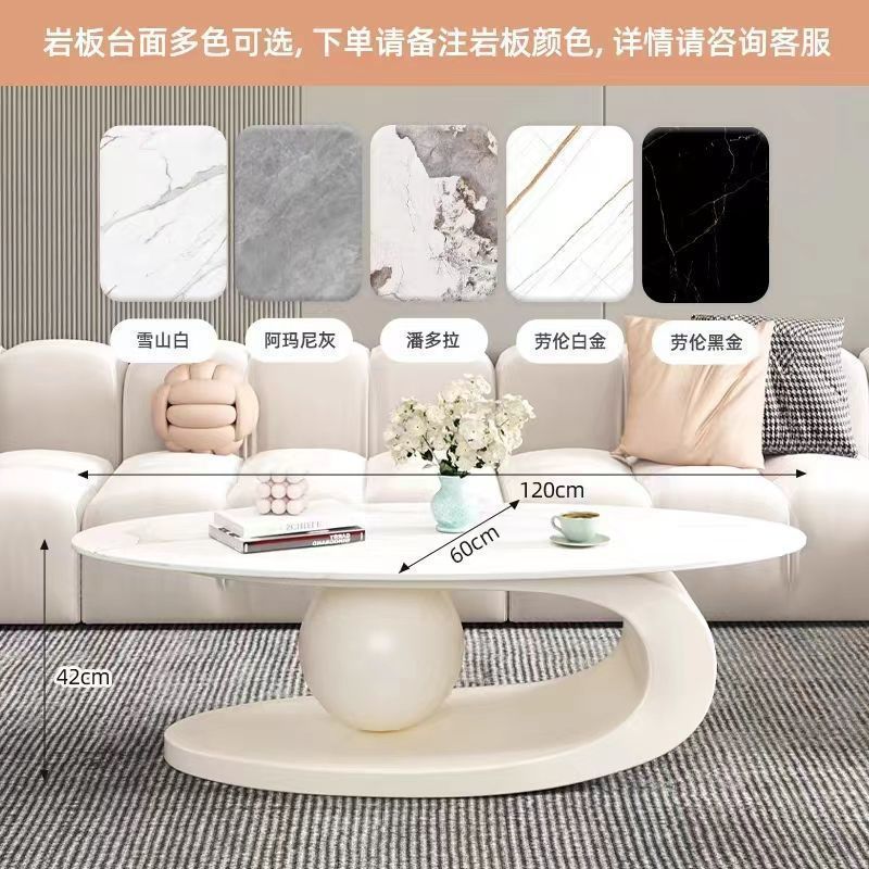 Oval coffee table, sintered stone coffee table, popular minimalist table for home living room, trendy nordic style coffee table, small apartment friendly