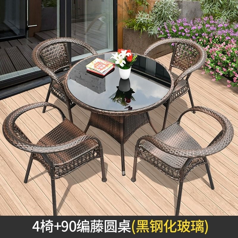Three-piece rattan chair set casual tea table courtyard rattan outdoor table and chairs balcony tea table and chairs balcony casual table and chairs