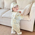 Fall/winter  country chic baby romper, class a floral print, fleece-lined, baby girl's crawling suit, long-sleeve, instagram-ready infant outfit