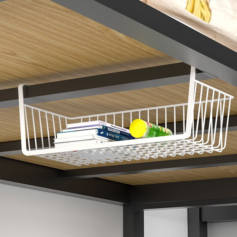 Multifunctional under-shelf hanging basket organizer for kitchen cabinets, closet dividers, and wardrobe storage - portable and removable