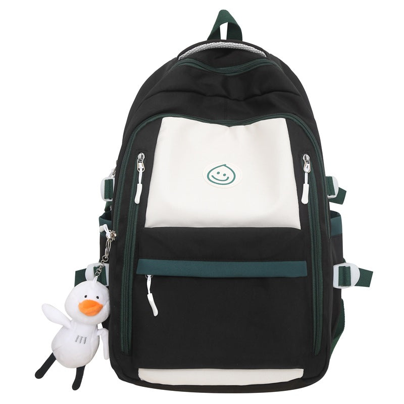 New high-quality contrasting color schoolbag large-capacity nylon backpack junior high school student bag fashion trend leisure bag