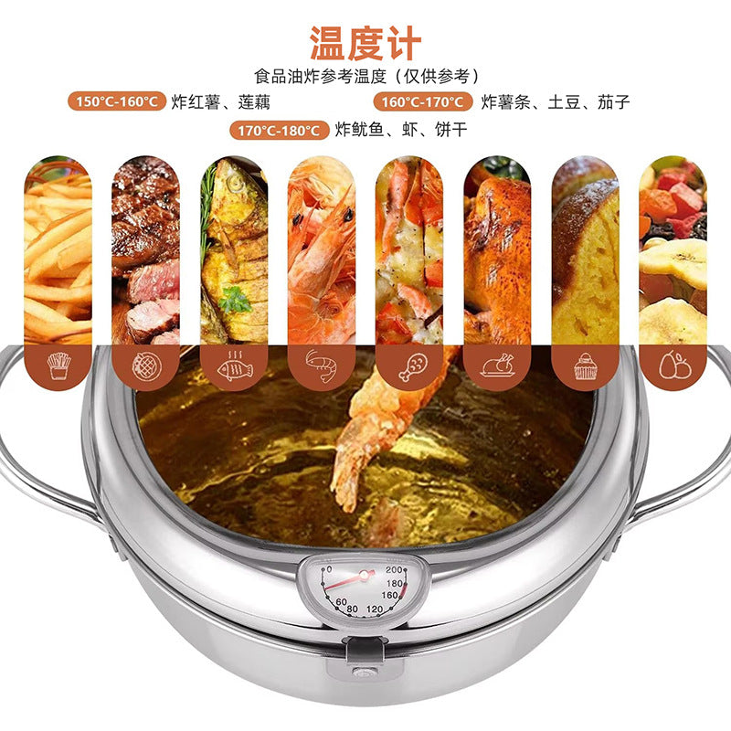Thickened compound bottom 304 stainless steel tempura fryer with oil filter japanesefor home temperature controlled non-stick small fryer