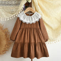 Spring & fallnew arrivalgirlfrench palace embroiderdressfemale baby elegant lapel lacelong sleevesprincess dress cross-border
