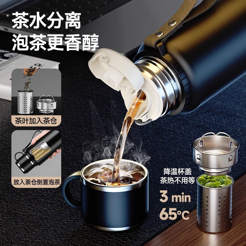 Warm display thermos cup large capacity 316 thermos kettle tea water separation water cup men outdoor kettle gift cup