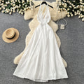 Vacation style halter pure desire dress women's spring and summer yellow a-line skirt high waist waist atmosphere fairy skirt