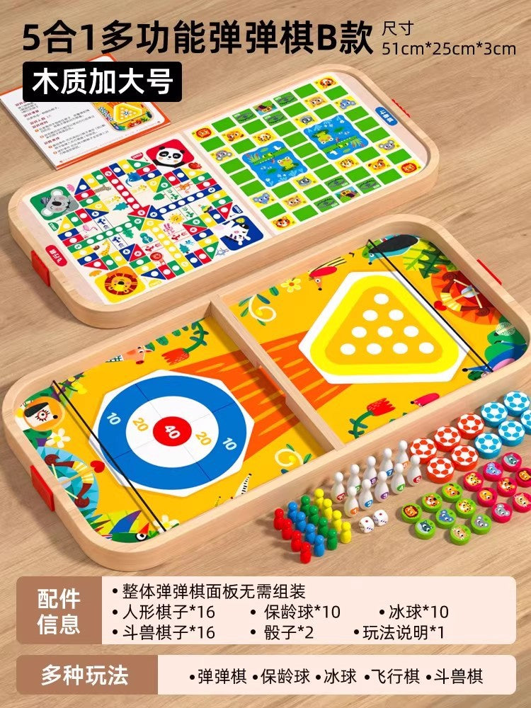 Wooden Bouncing Chess Double Table Game Bowling Parent-Child Interactive Birthday June 1st Gift Children's Educational Toys