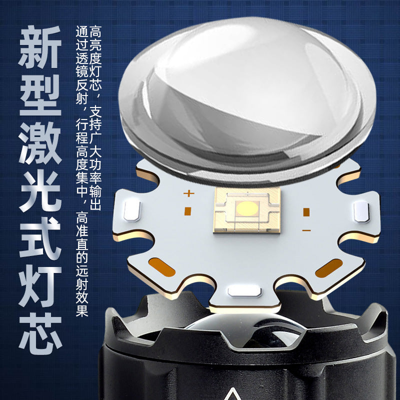 Cross-border new long-life flashlight outdoor super bright long-range telescopic portable white laser charging Type-c flashlight