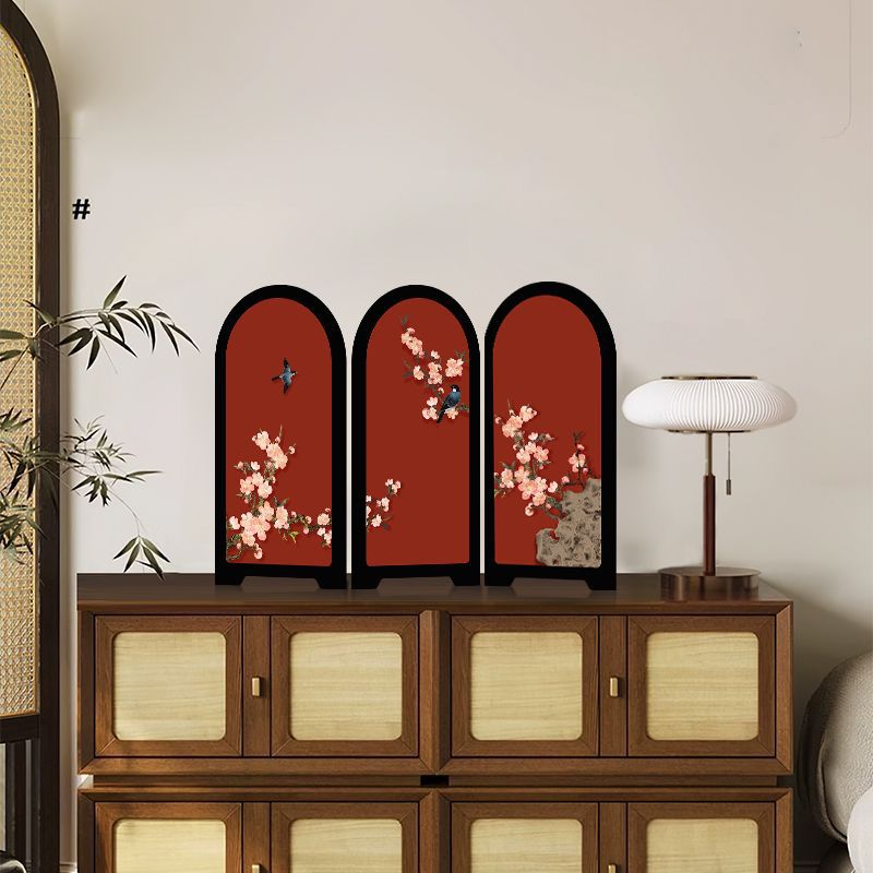 Happy eyebrow small screen red desktop ornaments new chinoiserie living room entrance high-end niche home decorations