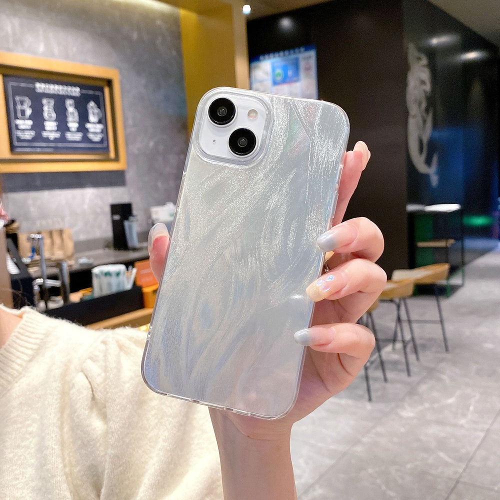 Imd feather yarn suitable for apple 16promax simple anti-fall mobile phone case iphone7p/14 laser silver protective cover