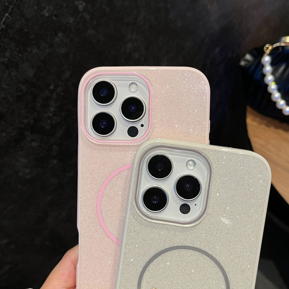 Custom high-value imd glitter luxury fashion magnetic solid color minimalist phone case for apple 16/15/14