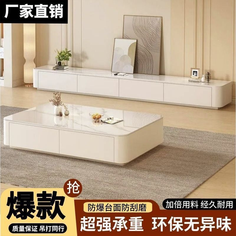 Tv cabinet casual modern living room for home small apartment floor-standing storage cabinet solid wood coffee table tv cabinet combination