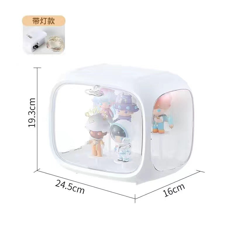 Customized blind box figure POP MART toy storage box with lamp display stand acrylic cartoon plastic space capsule