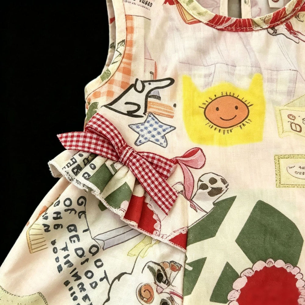 Cartoon print graffiti summer  new style toddler girl's chic tank dress - fashionable cartoon princess trend