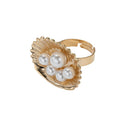 European and american cross-border hot-selling faux pearl open ring - fashionable, creative geometric ocean-themed seashell adjustable jewelry
