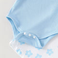 Baby girl light blue flying sleeve blue flower suspender skirt ruffle short-sleeved t-shirt floral suspender skirt fresh summer