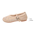 Hot-selling plus size women's shoes for export,  new collection: soft sole embroidered beaded round toe low-cut cotton mary janes