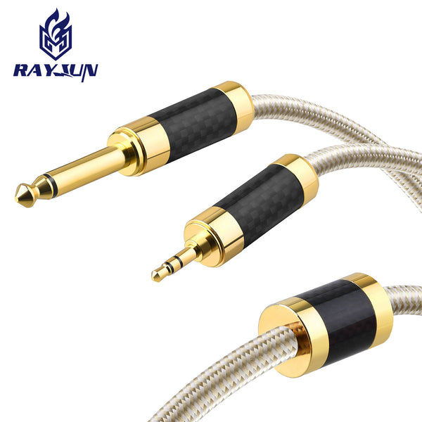 Carbon fiber 3.5 to 6.5 audio cable silver-plated copper mobile phone electric guitar connected to power amplifier audio mixer 6.35mm