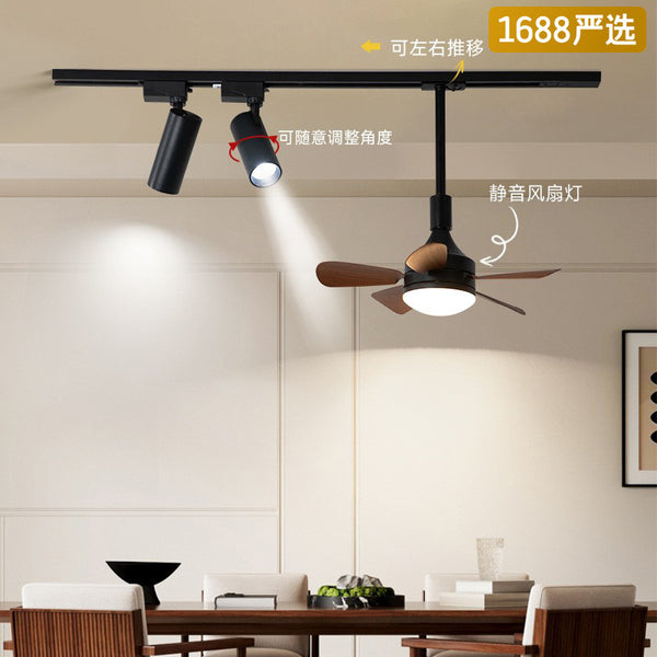 [Strict selection] 2025 new fan chandelier medium antique wood grain movable track bar island dining table lamps