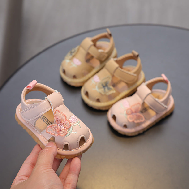 Girls'  summer new collection: vintage-style leather mary janes - versatile floral design, squeaky fun, soft sole, lightweight princess shoes for kids