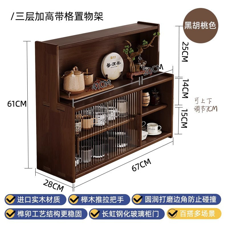 Solid wood bay window cabinet storage locker household balcony renovation window sill antique bookshelf Japanese dust-proof bookcase