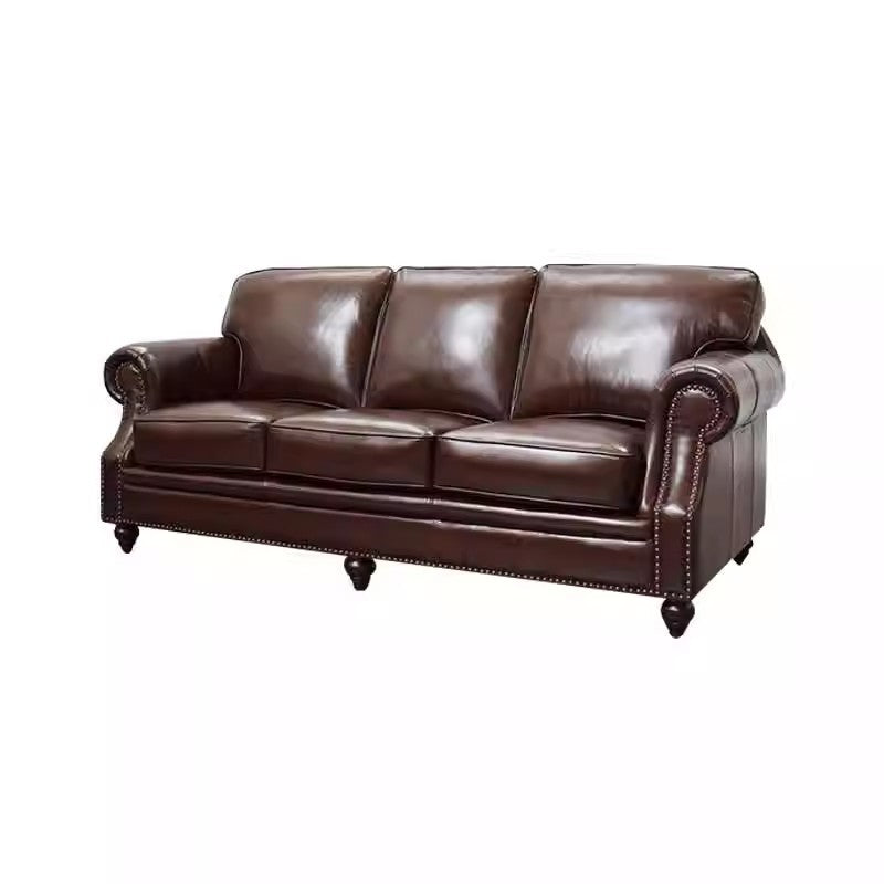 American style first-layer cowhide sofa small apartment leather living room furniture single three-seater retro123 combination complete
