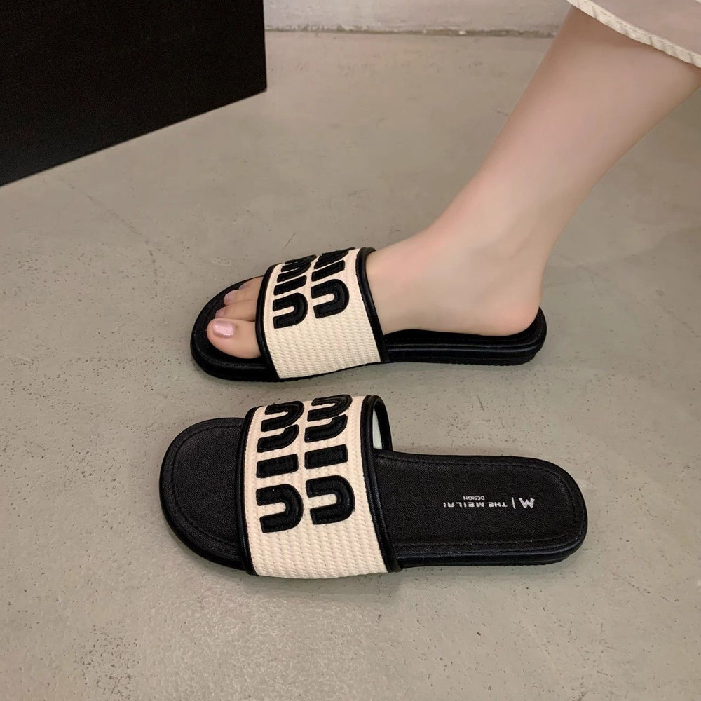 Xiaoxiangfeng flats sandals women's summer outwear 2025new arrivalfashioneasiest for match bath beach one-line shoes deodorizing filter