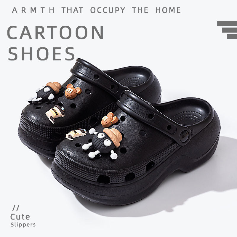 Thick sole crocs women's toe cap non-slip deodorizing filter not tired feet summer 2025new arrivalfashion slippers women's outwear