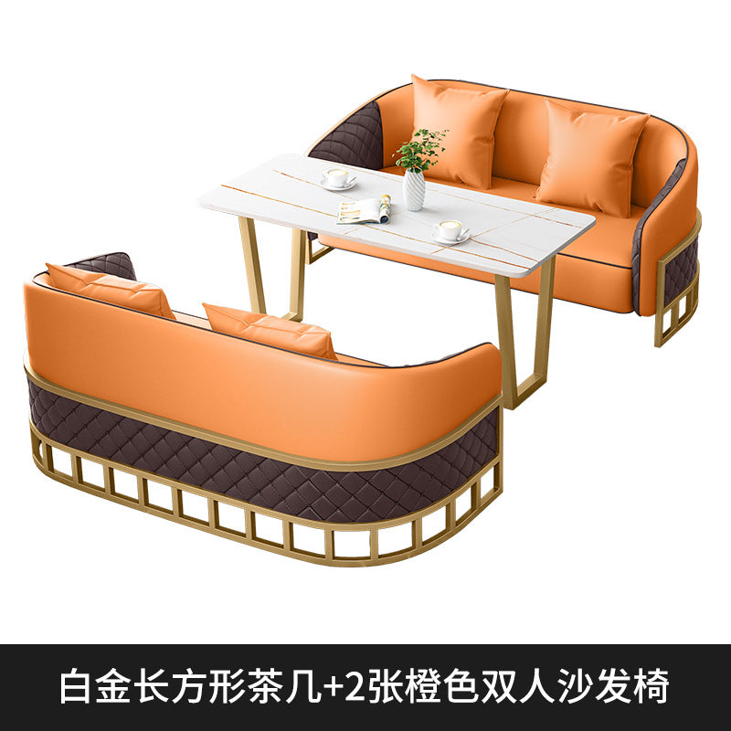 Sales office business reception reception table and chair combination casual coffee shop milk tea shop single and double sofa booth