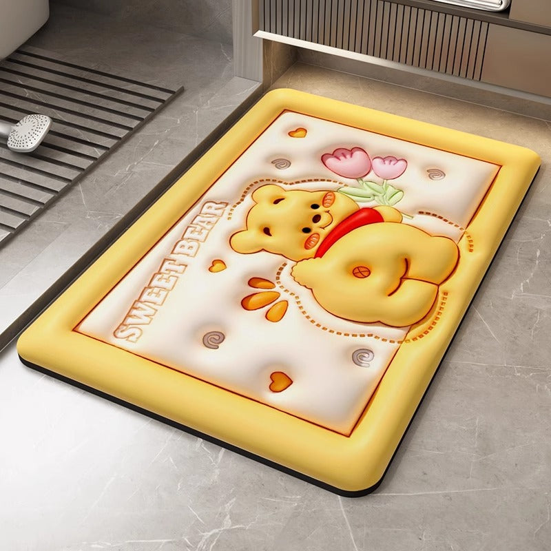 Bathroom floor mat, bathroom door non-slip foot mat, toilet diatom mud absorbent mat, quick-drying cartoon household carpet