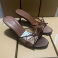 Za2025 summer new bowknot mesh brown peep-toe high heel sandals - everyday wear & outdoor sandals for women
