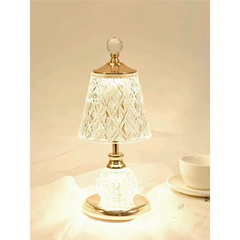 Crystal table lamp - bedroom bedside light, modern luxury touch control, new high-end style, instagrammable girly ambiance, small bedside table lamp