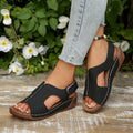 Plus size wedge sandals women's 2026 summer sandals cross-border export new thick-soled wedge peep-toe sandals