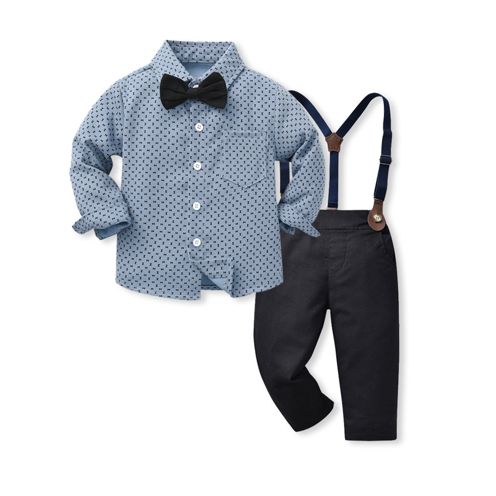 One-year-old formal wear for baby boys, british style, fashionable birthday performance dress, overalls suit, children's clothing, springnew arrival