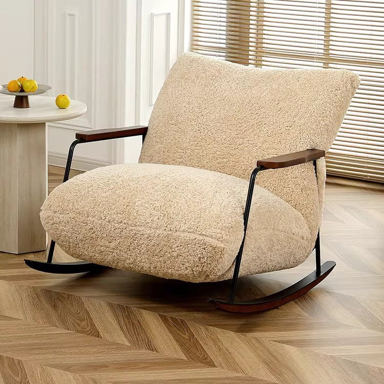 Medieval style rocking chair living room for homeretro cashmere lazy casual lounge chair cream style single sofa chair