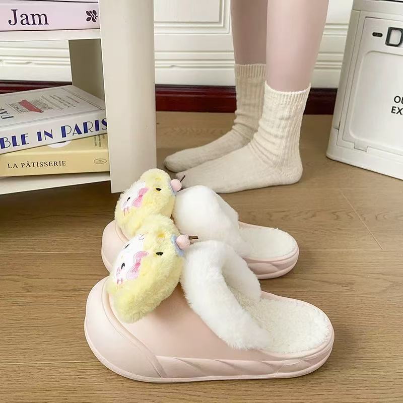 Popular winter soft easiest for matchcasual home heattechoutwearthick sole toe shoes fashion girl heart detachable