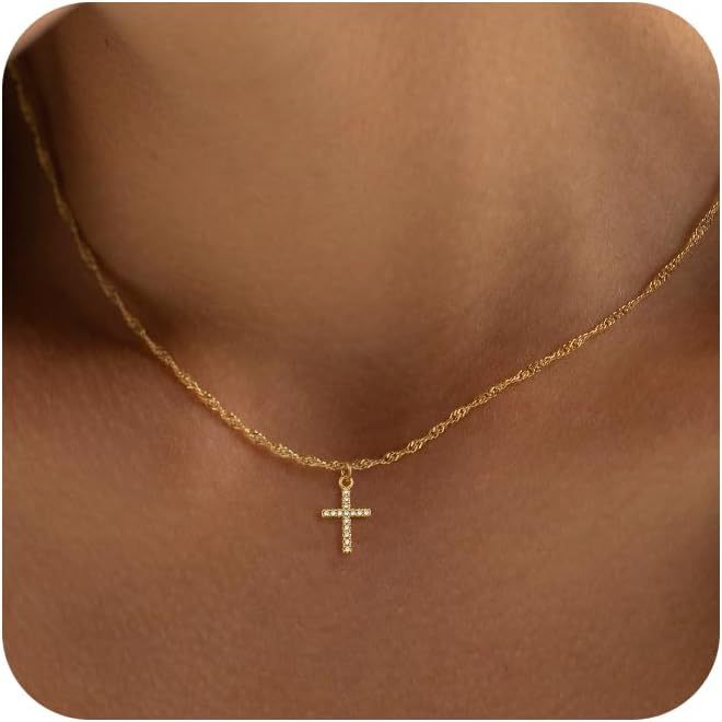 Bestselling european and american new arrival: diamond-studded cross pendant necklace - women's choker, minimalist fashion, commute-ready, exquisite jewelry accessory