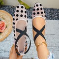 Exportfashion round toe shallow mesh polka dot one-piece buckle plus size 35-43 plaidflatsflats women's shoes