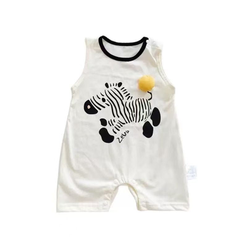 Summer romper baby newborn infant summer outfit cartoon sleeveless bodysuit unisex crawling suit cartoon onesie
