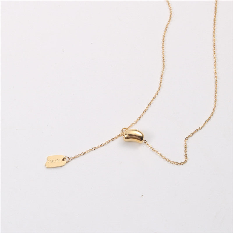 Lentil lucky tassel titanium steel necklace for women accessible luxuryniche style clavicle chain for women sense of design classycasual accessories ins