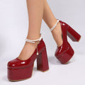 Export mary jane flats women's spring & fall waterproof thick heel super high heel beaded high heel plus sizefrenchretroflats