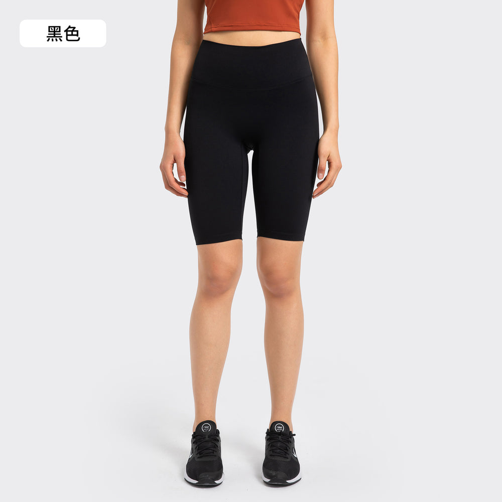 Spring/summer seamless t-line tight 5-inch nude yoga shorts - peach lift, high-waisted workout shorts with pockets - women's dk184
